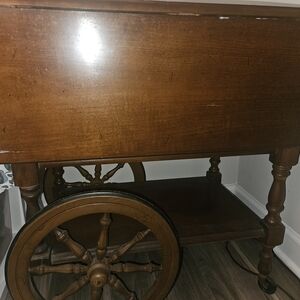 Classic Wooden Tea Cart with Wheels